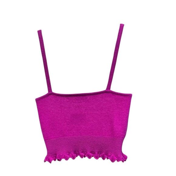 ULLA JOHNSON Elia cropped ruffled 100% cashmere tank NWT Size Small - Picture 7 of 9